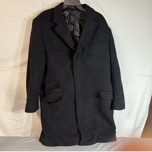 Calvin Klein Mens Wool Cashmere Blend Pea Coat Black Sz 44L Overcoat Citywear